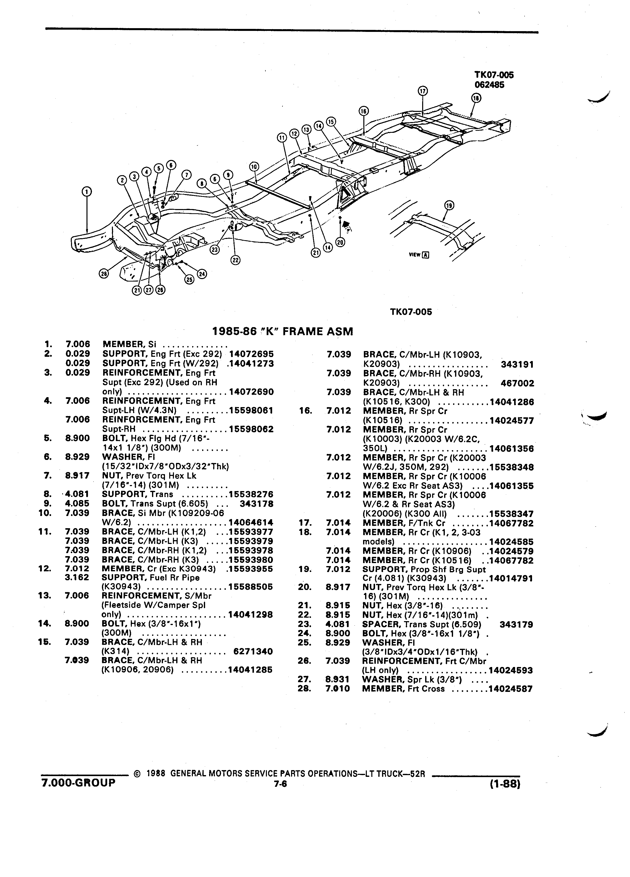 Parts and Illustration Catalog P&A 52R January 1988