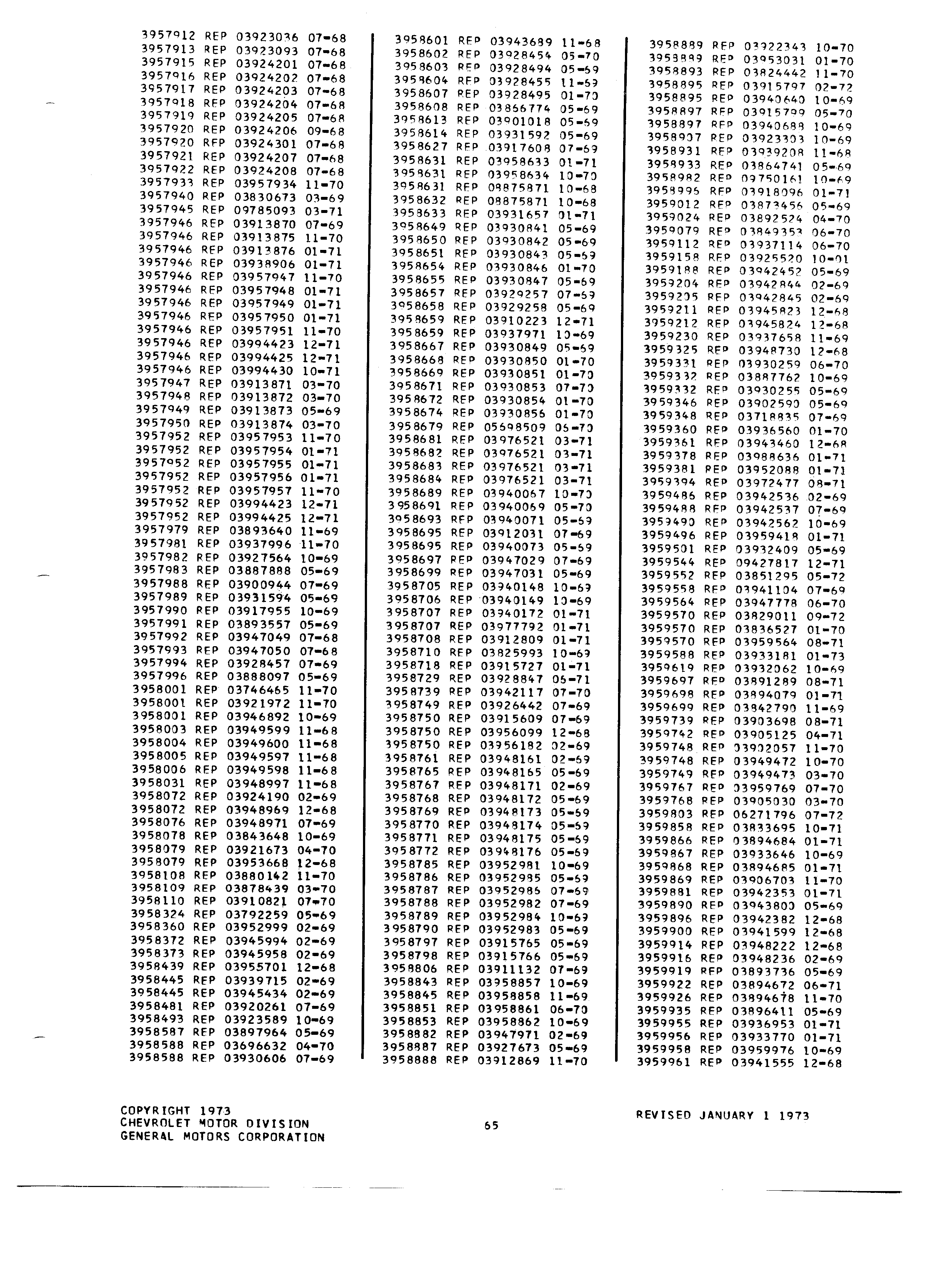 Parts History Catalog P&A 30H January 1973